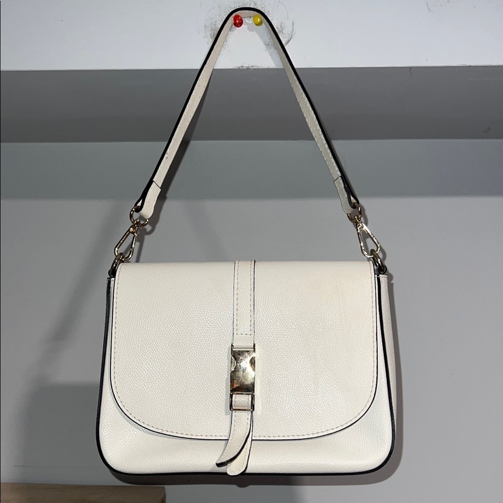 Classic White Leather bag made‎ in Italy real leather